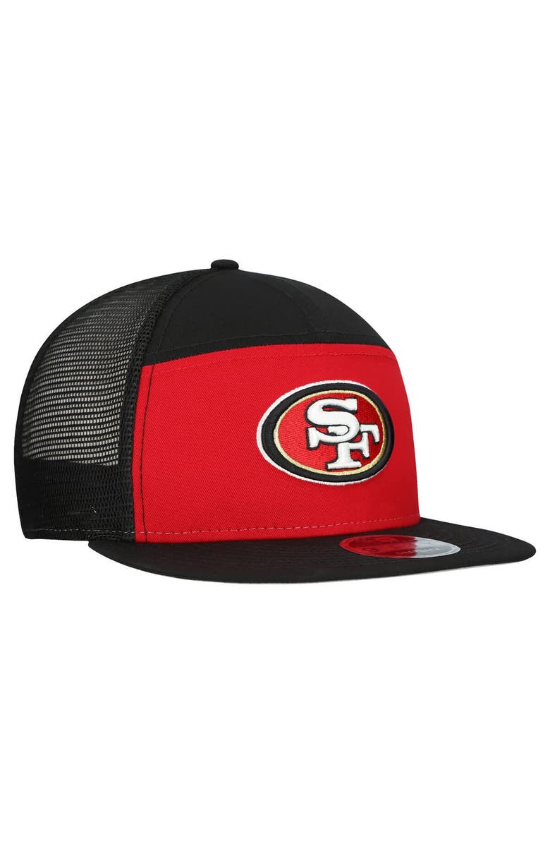 New Era Men's New Era Scarlet/Black San Francisco 49ers Outdoor Split Panel 9FIFTY Snapback Hat, Alternate, color, Scarlet