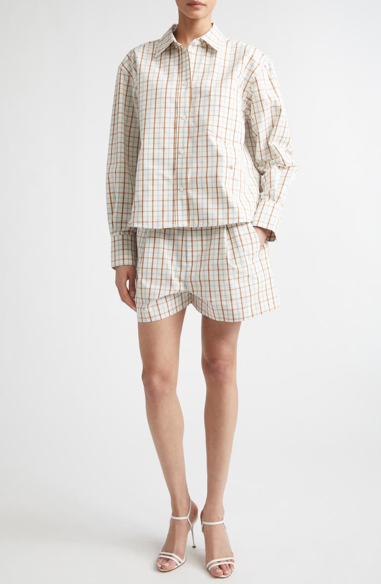 Victoria Beckham Ellys Check Cotton Poplin Button-Up Shirt, Alternate, color, Multi / White Check