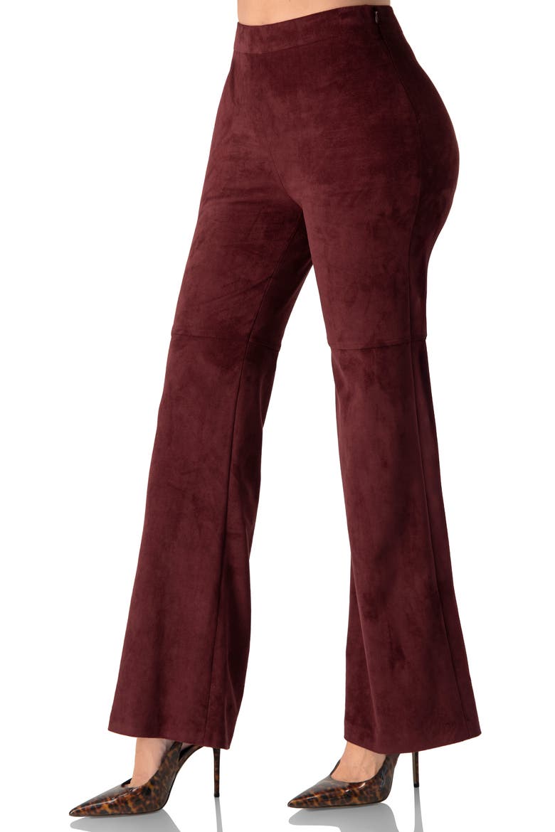 Straight-Leg  Faux-Suede Pants, Alternate, color, Wine