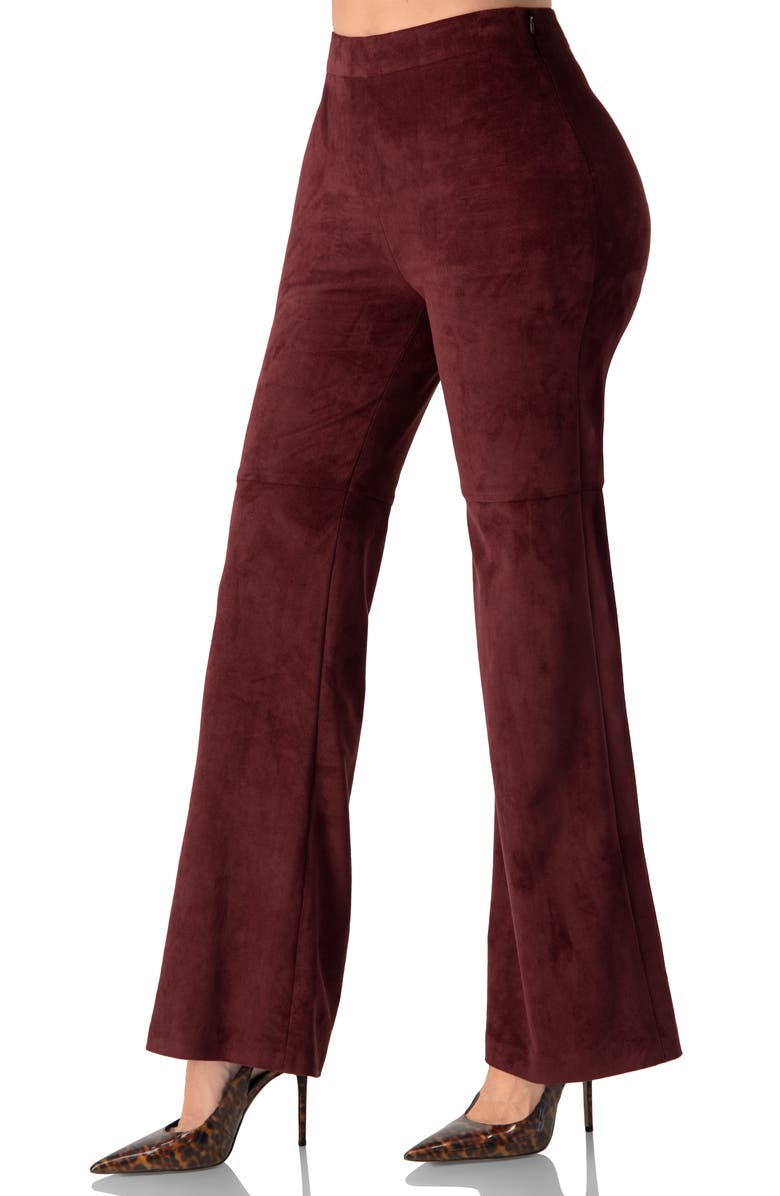 IVONNE Straight-Leg  Faux-Suede Pants, Alternate, color, Wine