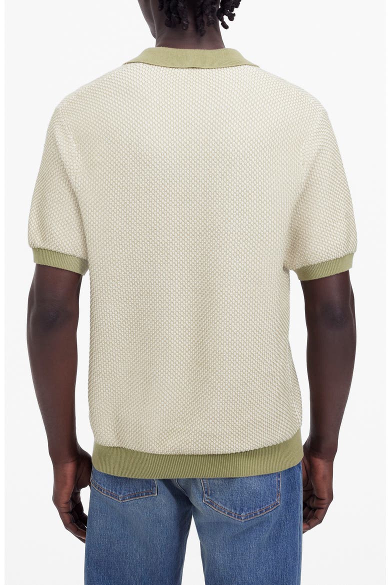 Honeycomb Stitch Johnny Collar Sweater Polo, Alternate, color, OLIVE