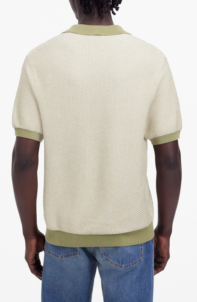 Madewell Honeycomb Stitch Johnny Collar Sweater Polo, Alternate, color, Olive