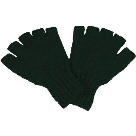 Hand Loom Striped and Solid Fingerless Gloves