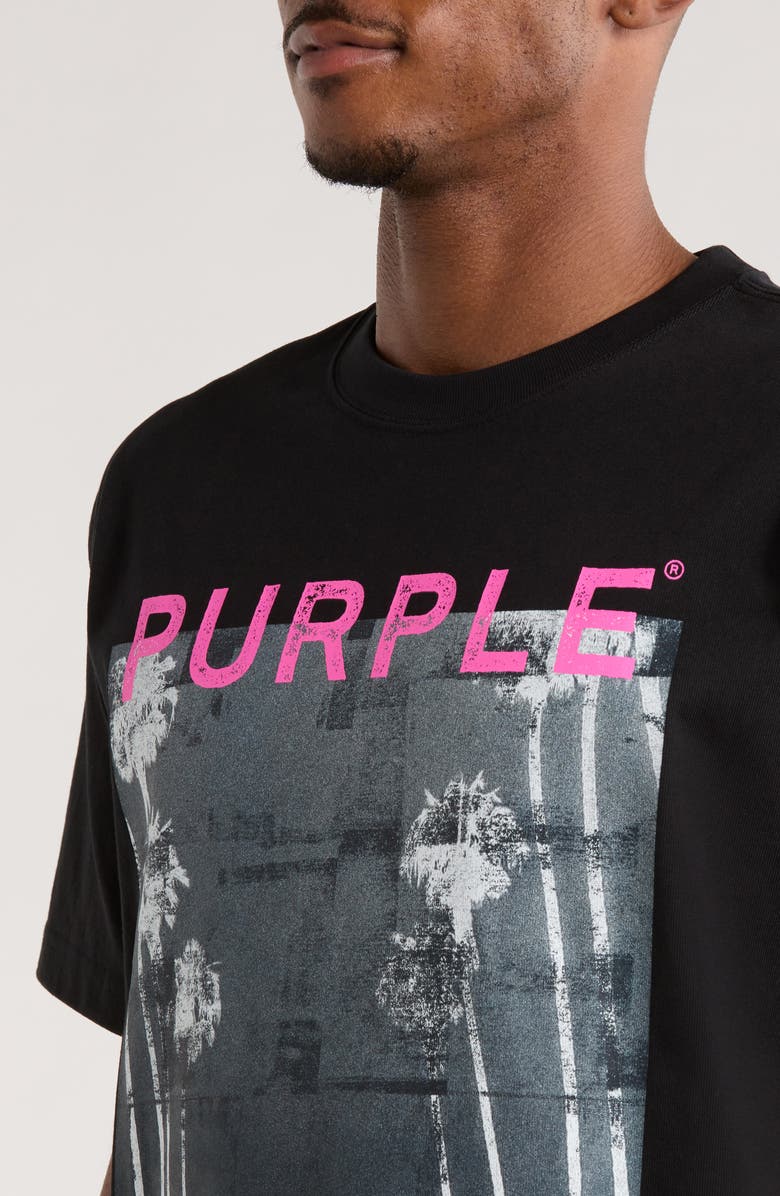 PURPLE BRAND Palms Cotton Graphic T-Shirt, Alternate, color, Black