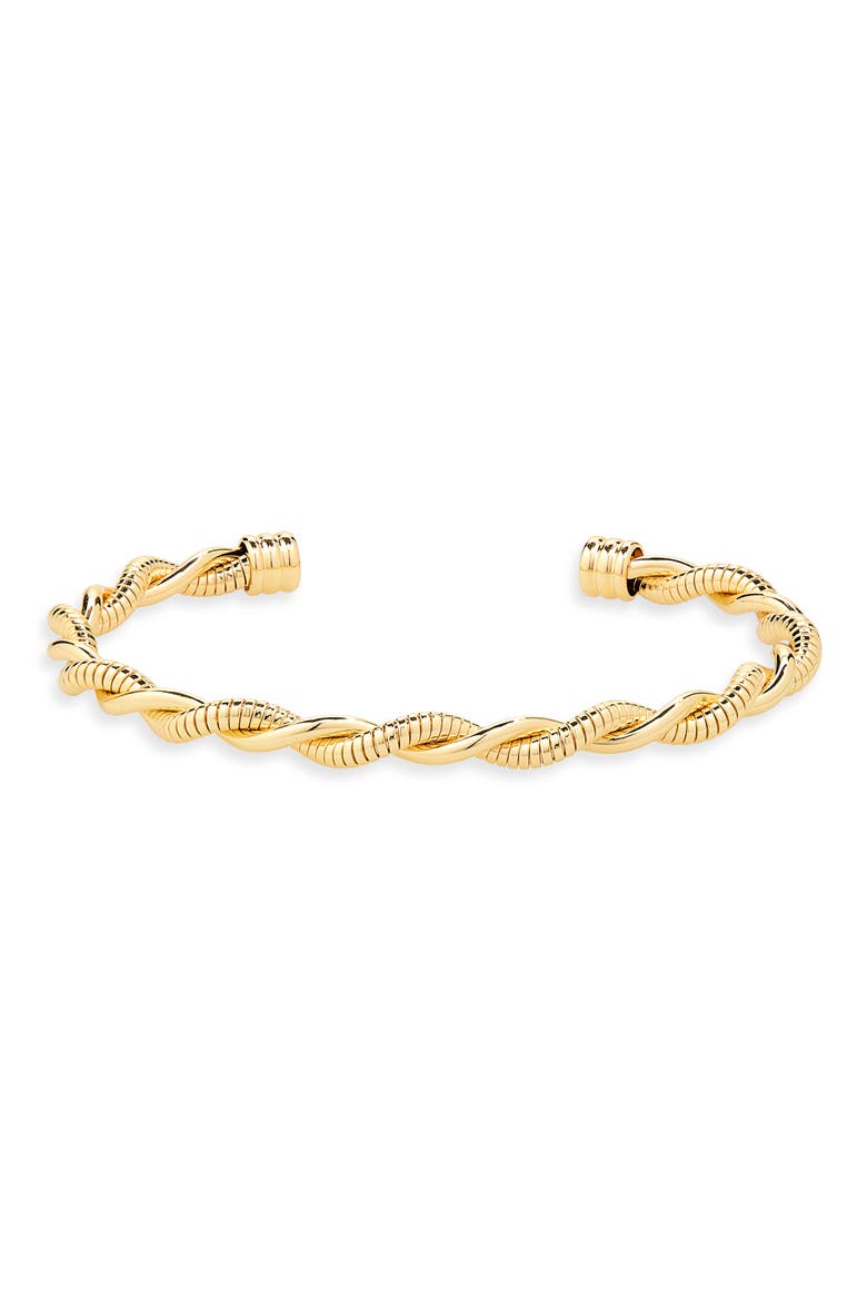 Demi-Fine Twisted Cuff Bracelet, Main, color, GOLD