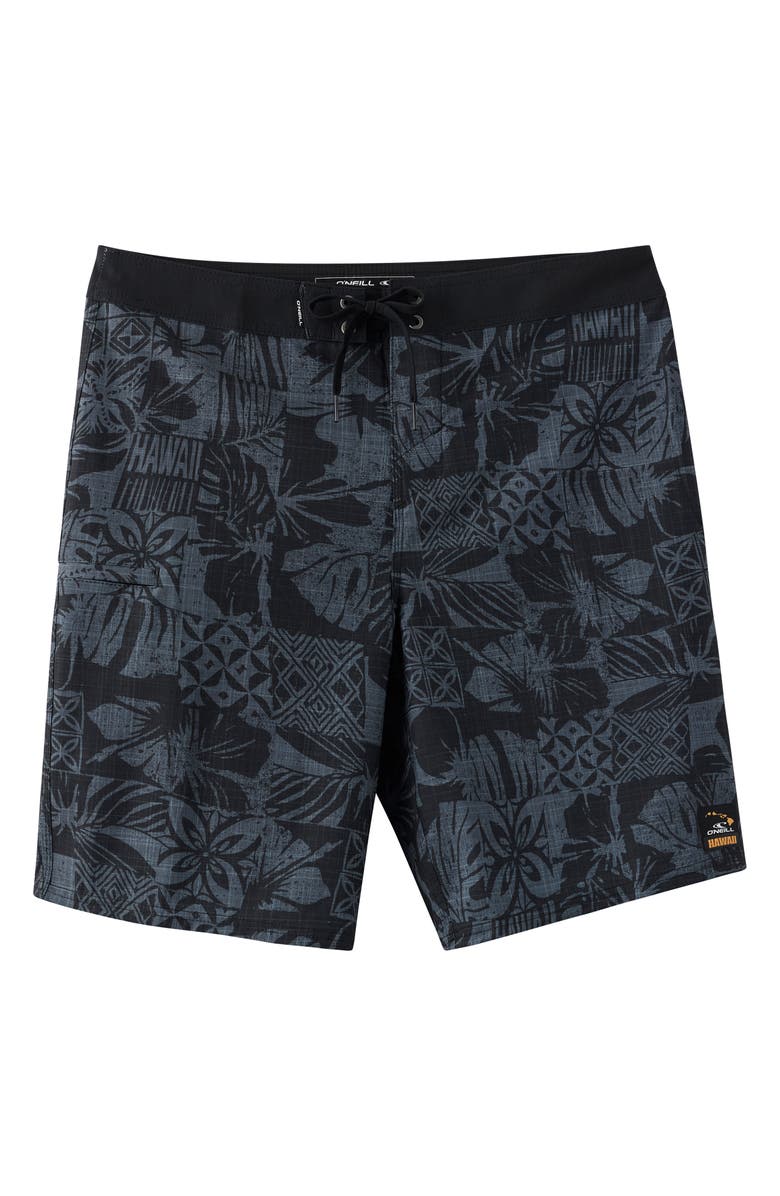 O'Neill Hyperfreak Heat Hawaii Board Shorts, Alternate, color, Graphite