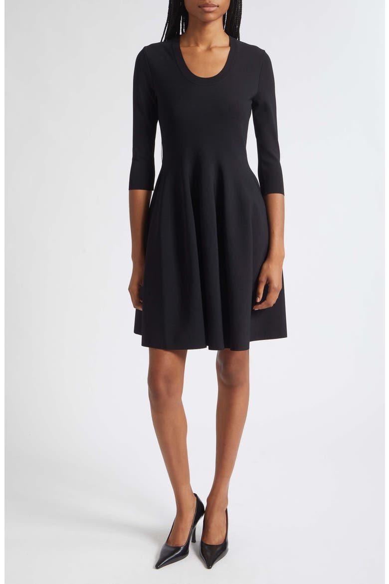 Milano Stitch Fit & Flare Sweater Dress, Main, color, BLACK