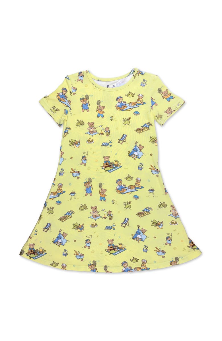 Bellabu Bear Kids' Teddy Bear Picnic Short Sleeve Dress, Main, color, Teddy Bear Picnic