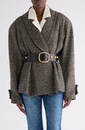 Chloé Wool Blend Herringbone Peplum Jacket