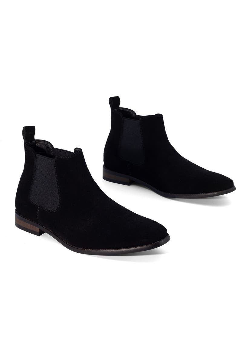 Uncut Stapleton almond toe Chelsea dress boot, Main, color, Black Cow Suede