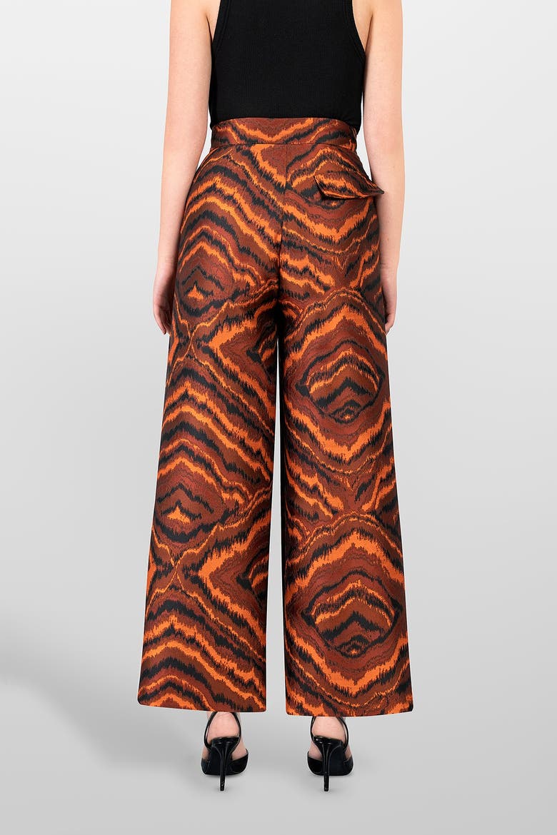 Jacquard Palazzo Pants, Alternate, color, Orange