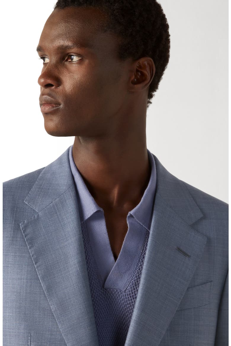 Regular Fit Light Blue Glen Check Centoventimila Wool Suit, Alternate, color, LIGHT BLUE