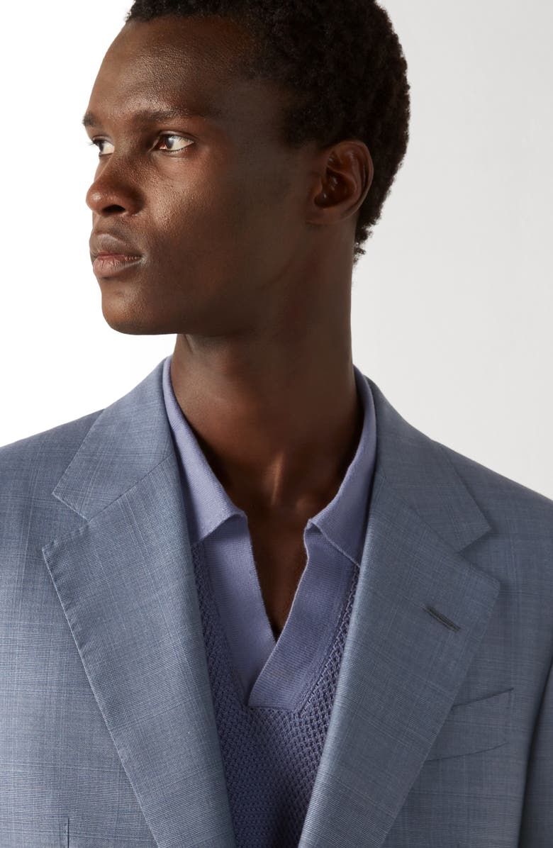 ZEGNA Regular Fit Light Blue Glen Check Centoventimila Wool Suit, Alternate, color, Light Blue