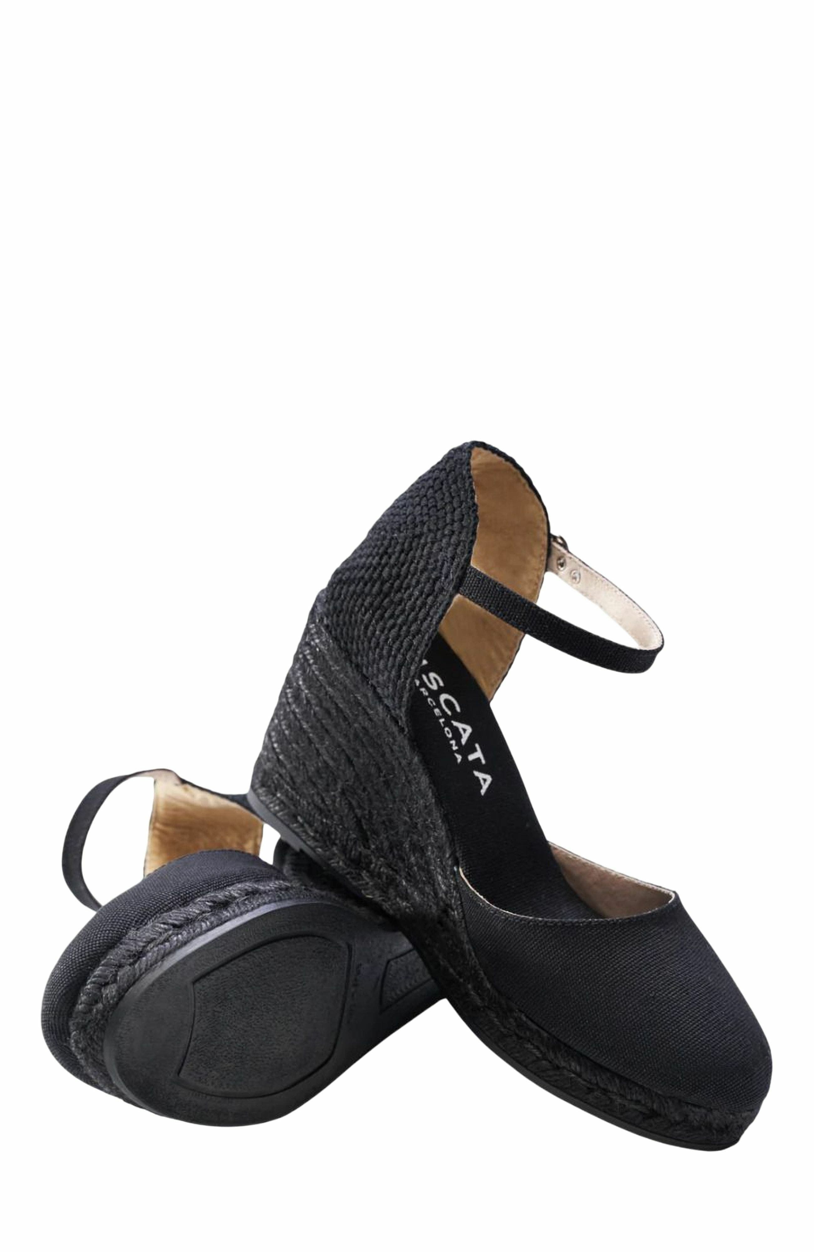 Satuna Canvas Espadrille Wedges, Alternate, color, Black/Black
