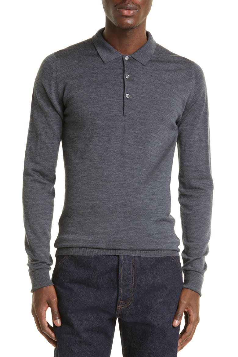 Cotswold Wool Polo Sweater, Main, color, CHARCOAL