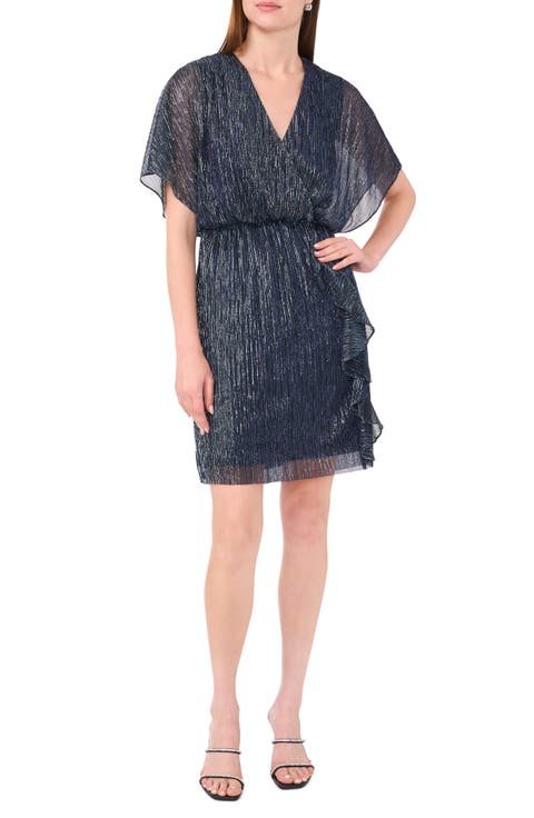 Ruffle Front Metallic Dress