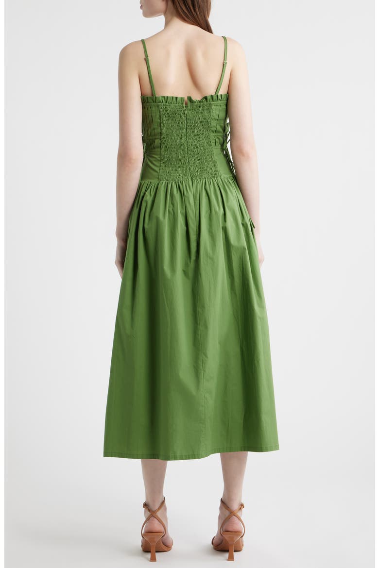 Pleated A-Line Midi Dress, Alternate, color, MOSS GREEN