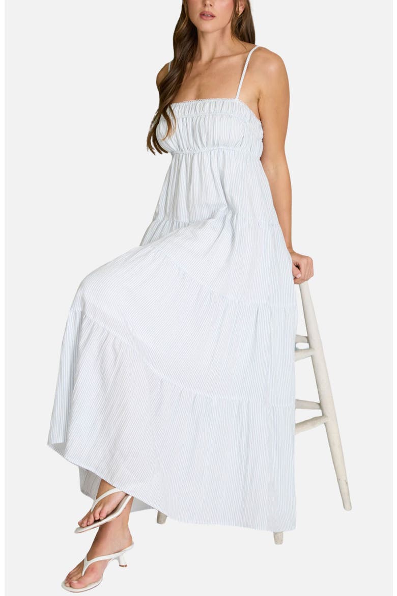 Stripe Tiered Midi Sundress, Alternate, color, DENIM