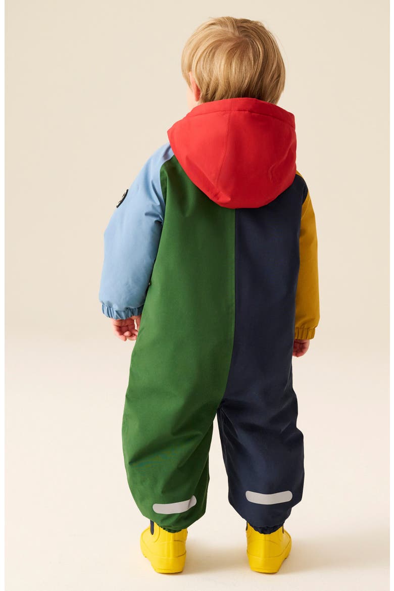 Kids' Colorblock Hooded Waterproof Puddle Suit, Alternate, color, MULTI