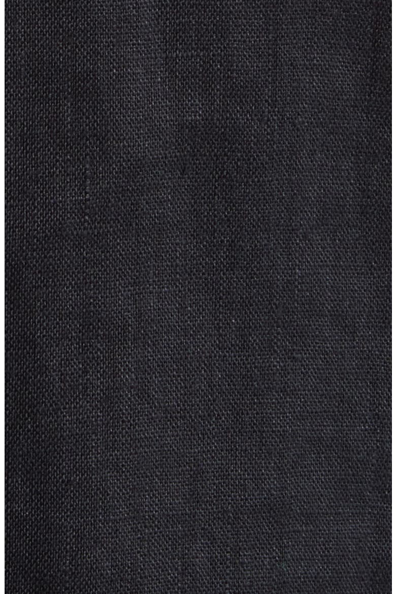 Solid Black Short Sleeve Linen Button-Down Shirt, Alternate, color, POLO BLACK
