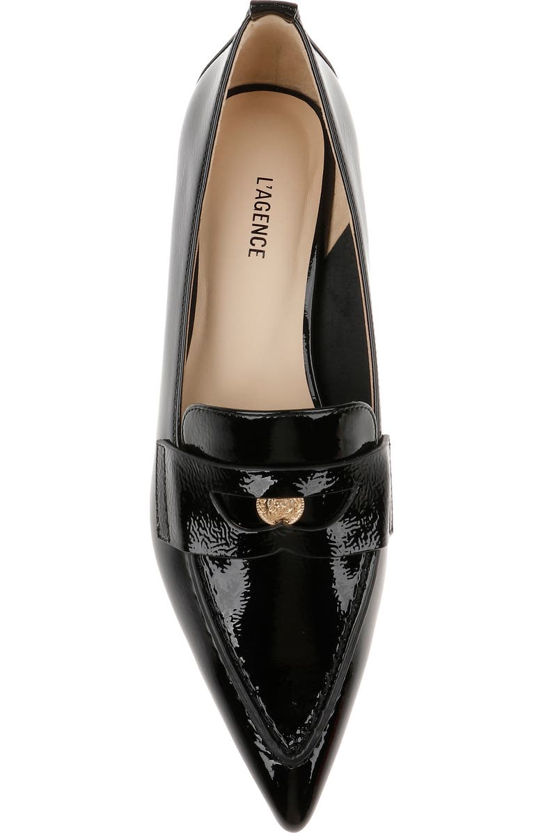 L'AGENCE Maelys Pointed Toe Penny Loafer, Alternate, color, Black Patent