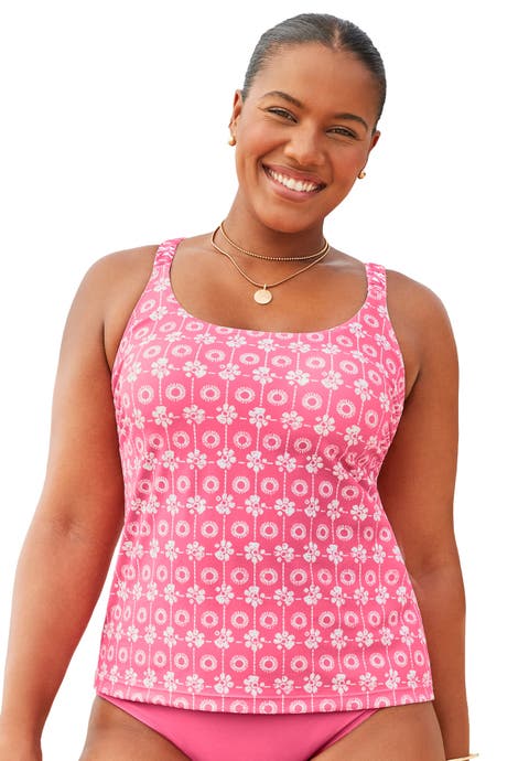 Scoop Neck Shirred Tankini Top