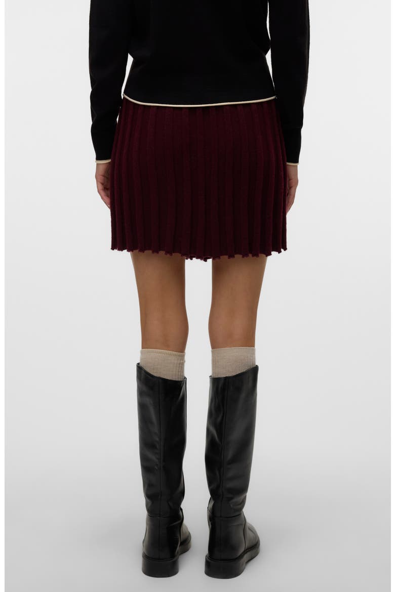 Marina Pleated Knit Skater Miniskirt, Alternate, color, WINE TASTING DETAIL