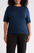Lafayette 148 New York Short Sleeve Cotton & Silk Sweater