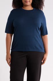 Lafayette 148 New York Short Sleeve Cotton & Silk Sweater