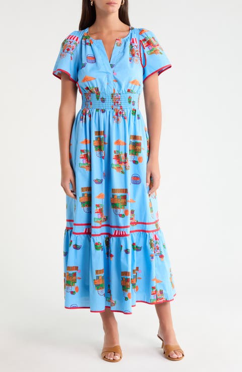 Ordy Smocked Cotton Maxi Dress