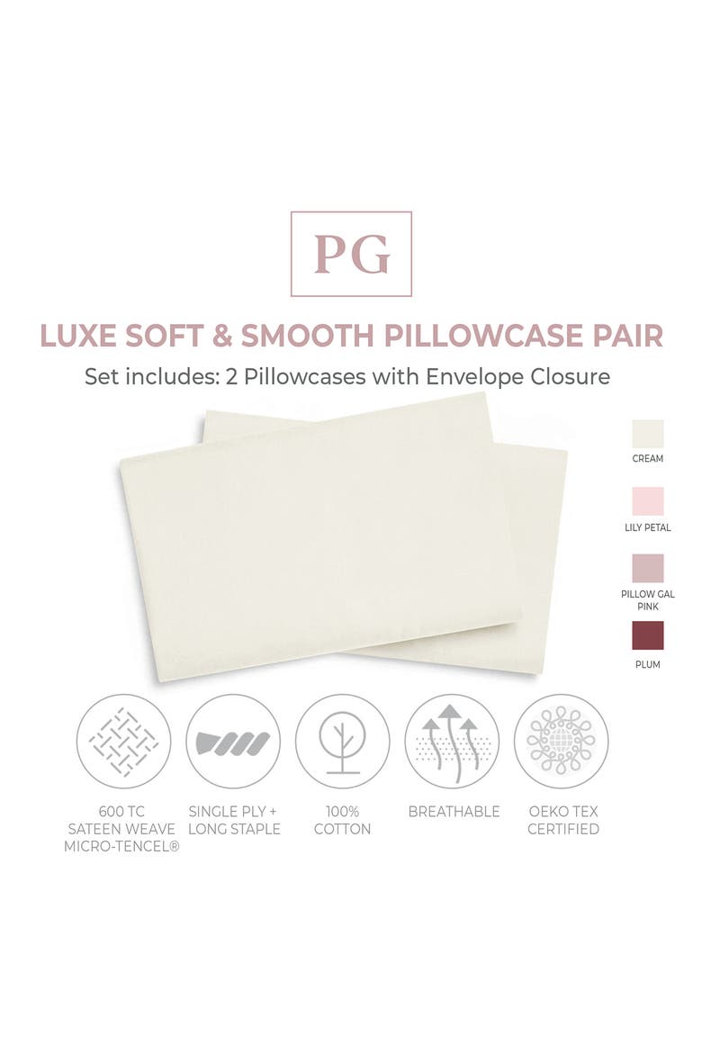 Luxe Soft & Smooth Pillowcase 2-Piece Set, Alternate, color, CREAM