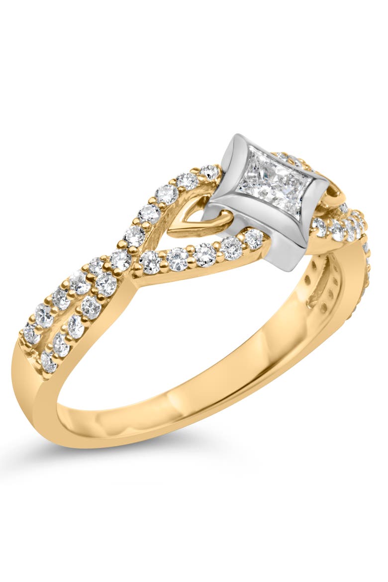 10K Two Tone Color 2/3 Cttw Diamond Kite and Twist Shank Ring, Alternate, color, Yellow