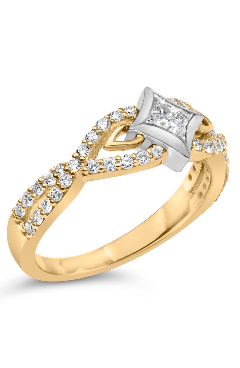 Haus of Brilliance 10K Two Tone Color 2/3 Cttw Diamond Kite and Twist Shank Ring, Alternate, color, Yellow