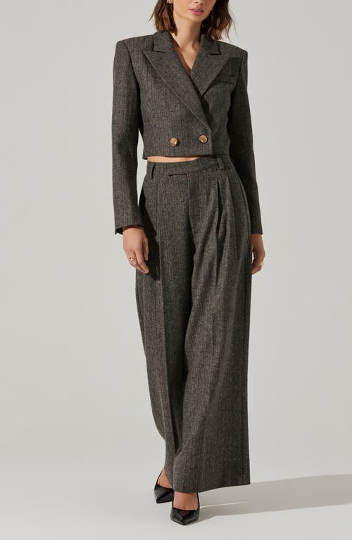 Astr The Label Dawson Herringbone Double Breasted Crop Blazer In Multi