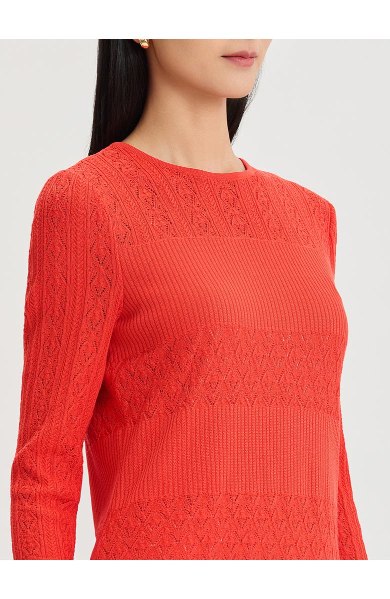 Misook Classic Lined Pointelle Soft Knit Tunic, Alternate, color, Cherry Ember