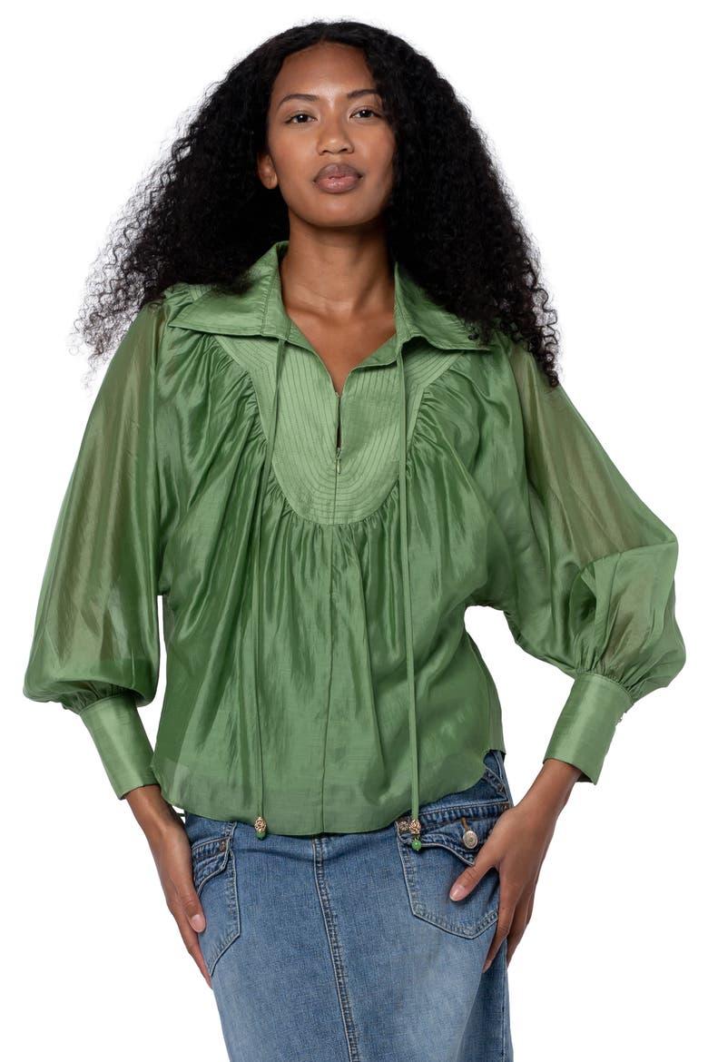Georgina Quarter Zip Top, Alternate, color, IVY GREEN