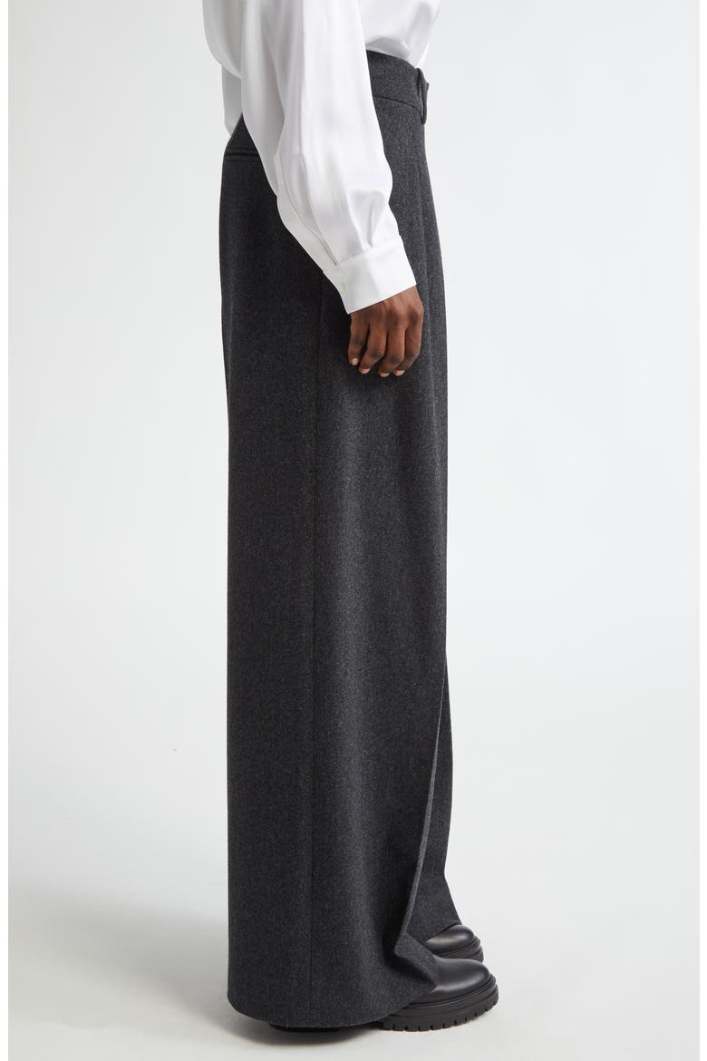 Pleated Wool Stretch Flannel Baggy Pants, Alternate, color, CHARCOAL MELANGE