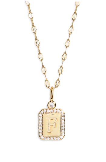 Leith Initial Pendant Necklace In F- Clear- Gold