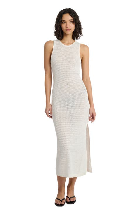 Linen Knit Low Scoop Back Maxi Dress