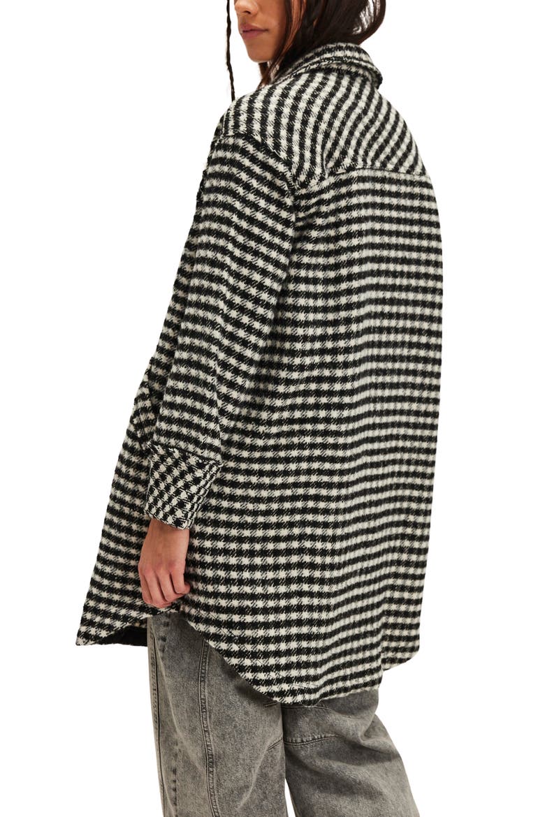 We the Free Get Around Houndstooth Long Shirt Jacket, Alternate, color, BLACK AND WHITE