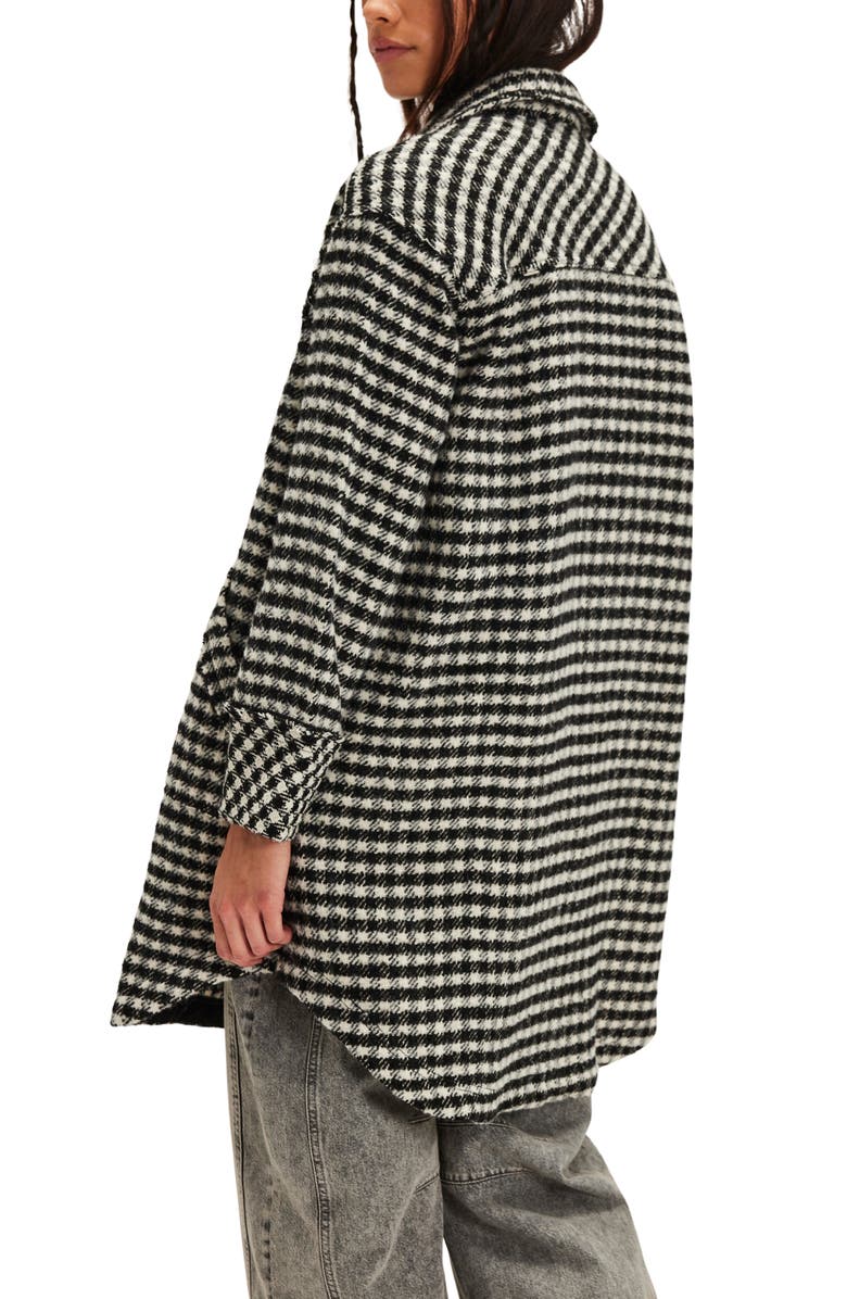 Free People We the Free Get Around Houndstooth Long Shirt Jacket, Alternate, color, Black And White