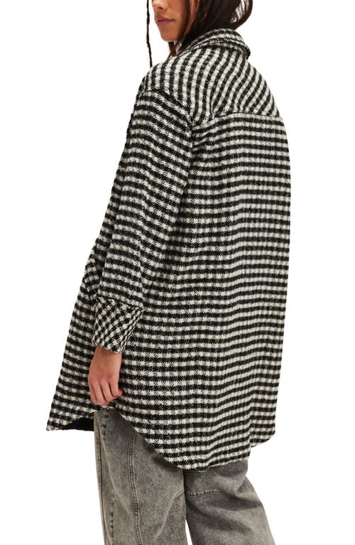 Free People We The Free Get Around Houndstooth Long Shirt Jacket In Black