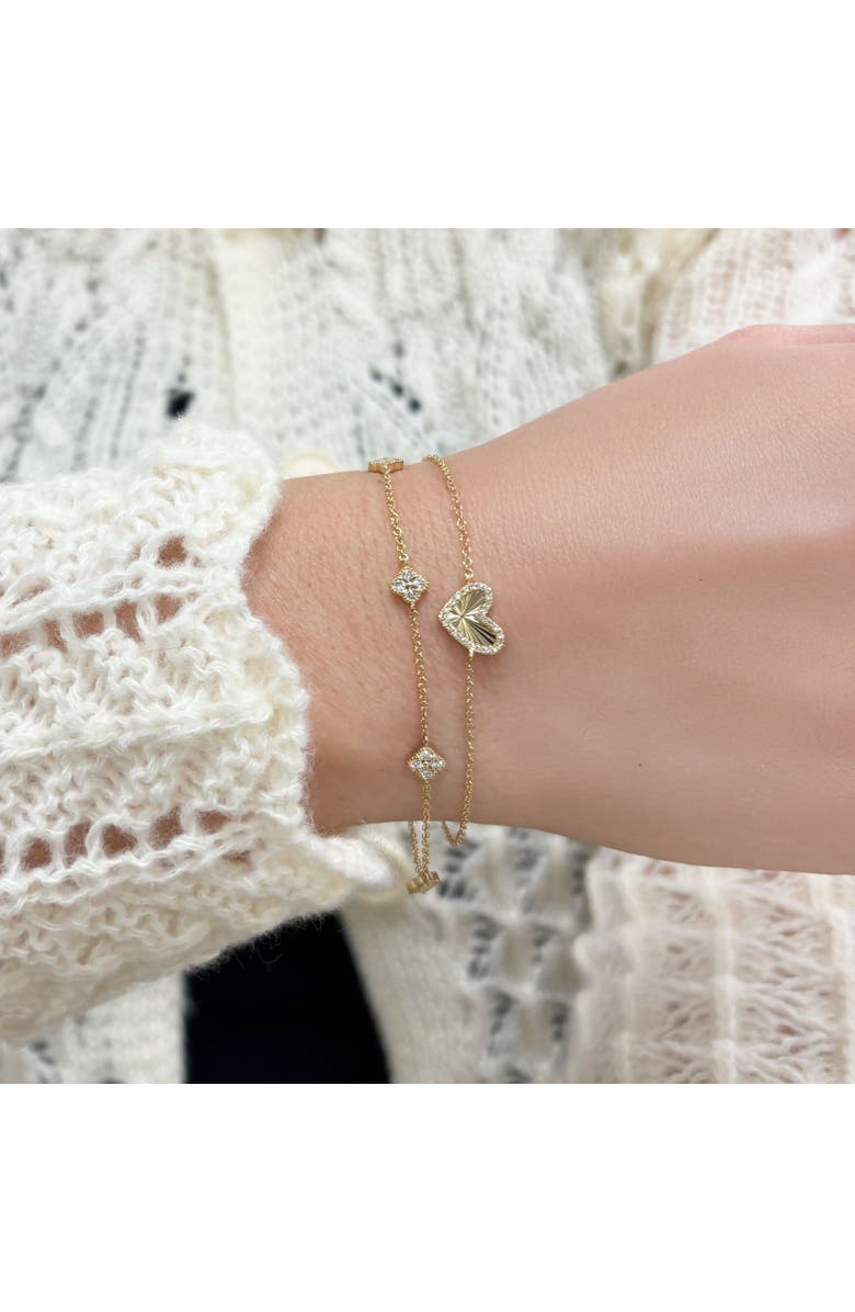 The Lovery Fine Jewelry Asymmetrical Fluted Gold Diamond Heart Bracelet, Alternate, color, Yellow Gold