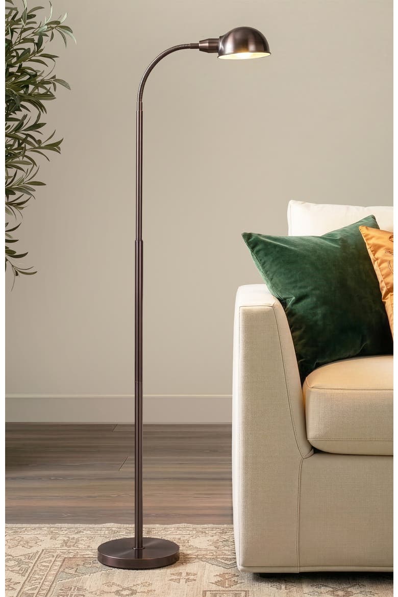 Regent 68" Adjustable Gooseneck LED Floor Lamp with Bronze Finish, Bulb Included, Alternate, color, Bronze