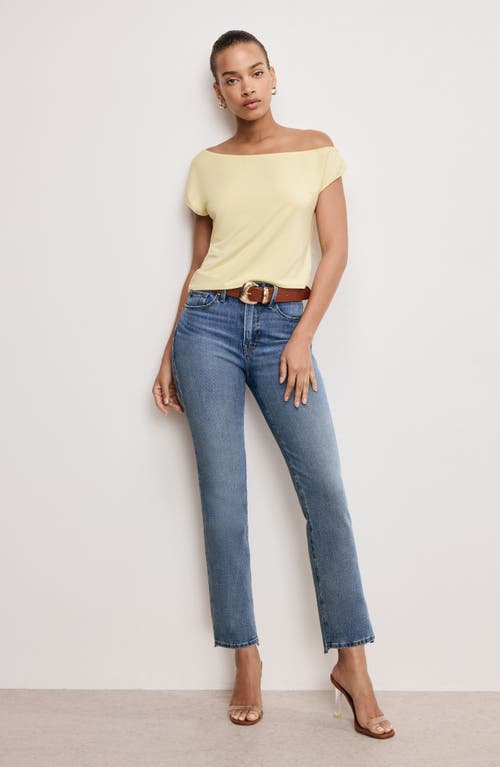 GOOD AMERICAN GOOD AMERICAN ASYMMETRIC OFF THE SHOULDER JERSEY TOP 