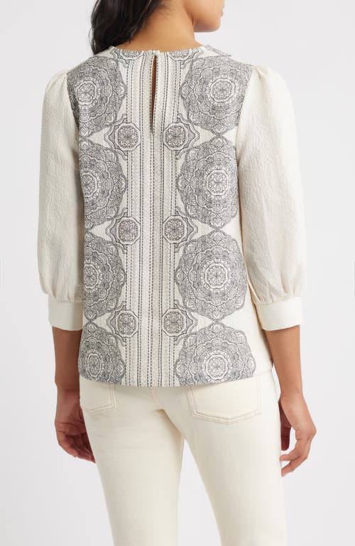 Bobeau Border Print Top In Multi