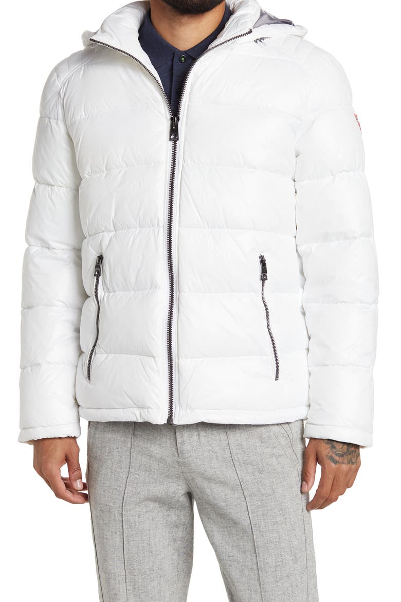 Hooded Solid Puffer Jacket, Main, color, WHITE