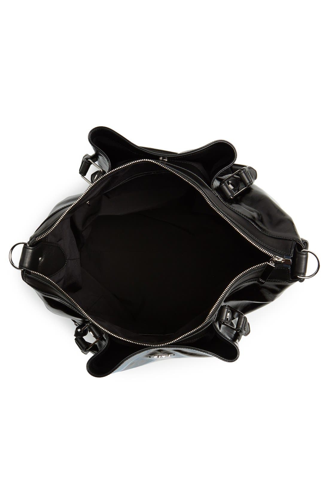 'Medium Flower' Satchel, Alternate, color, BLACK