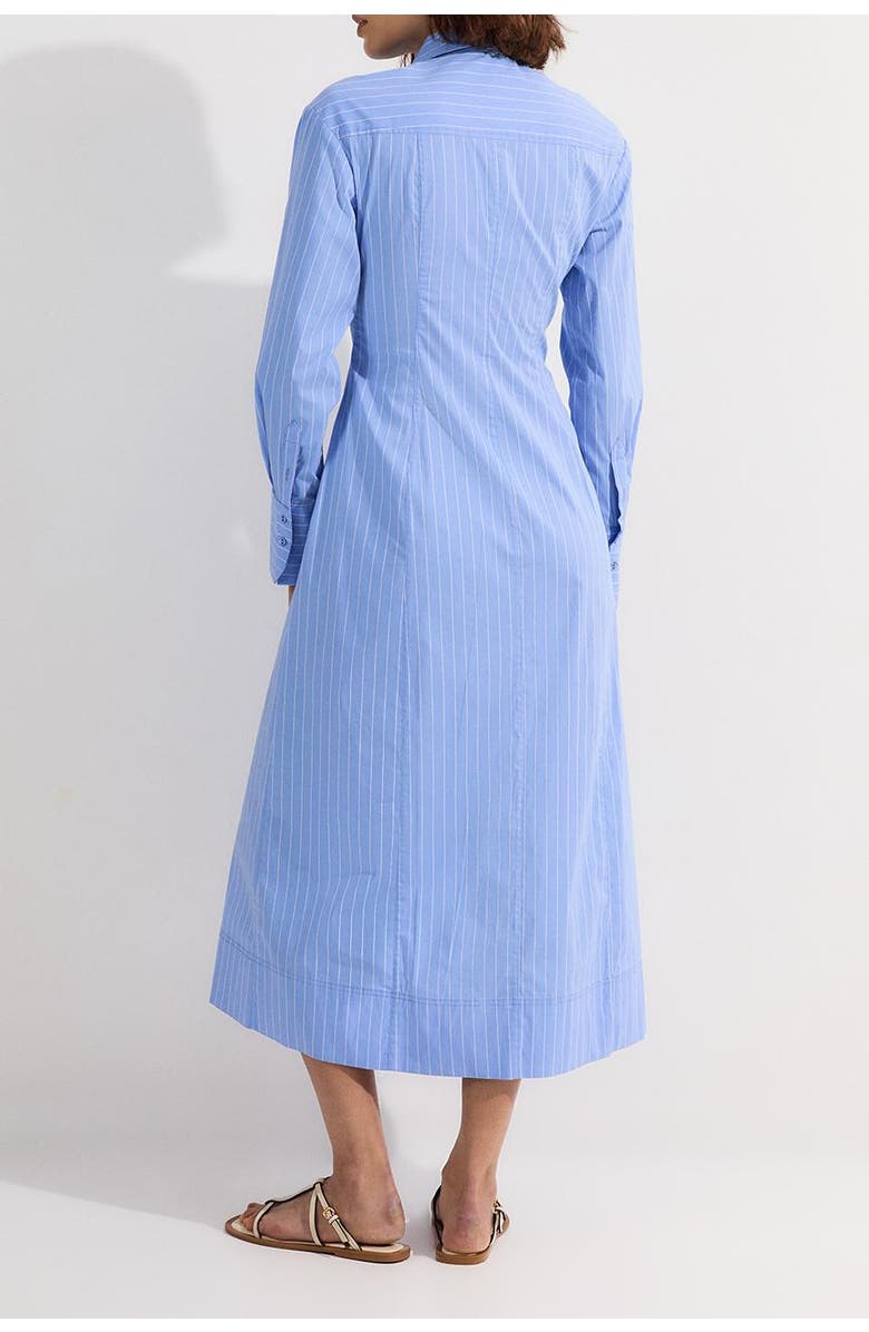 Karen Millen Rosette Woven Shirt Maxi Dress, Alternate, color, Blue