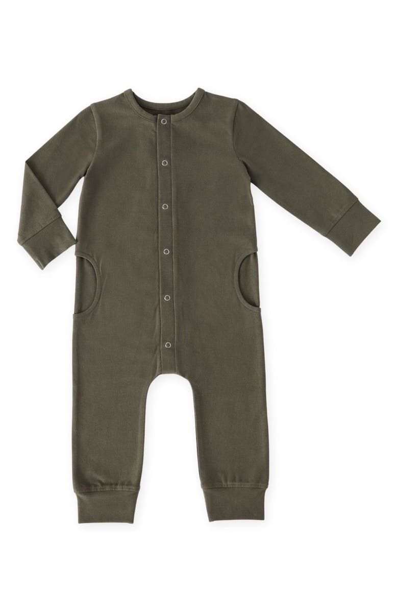 Pehr Essentials Organic Cotton Romper, Main, color, Olive